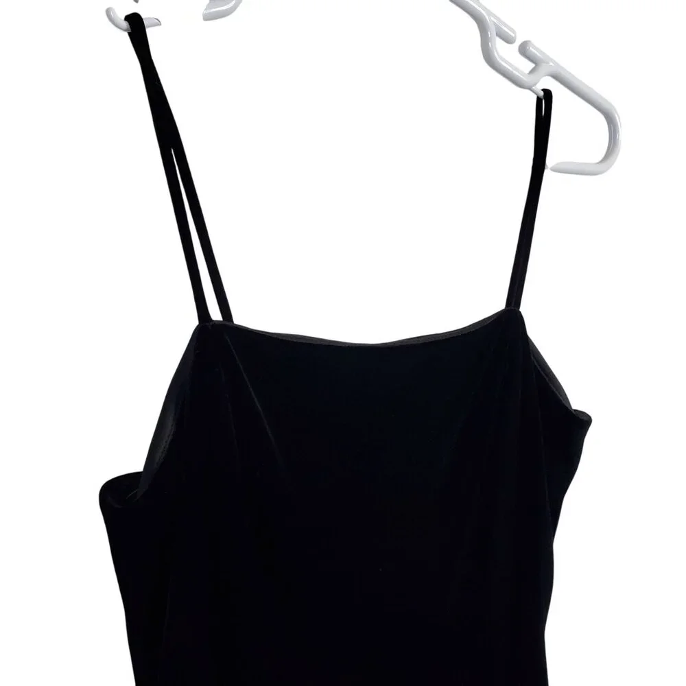 Alex Evenings Size 12 Dress Slip Gown Velvet Spaghetti Strap Evening Back Slit - Picture 15 of 15